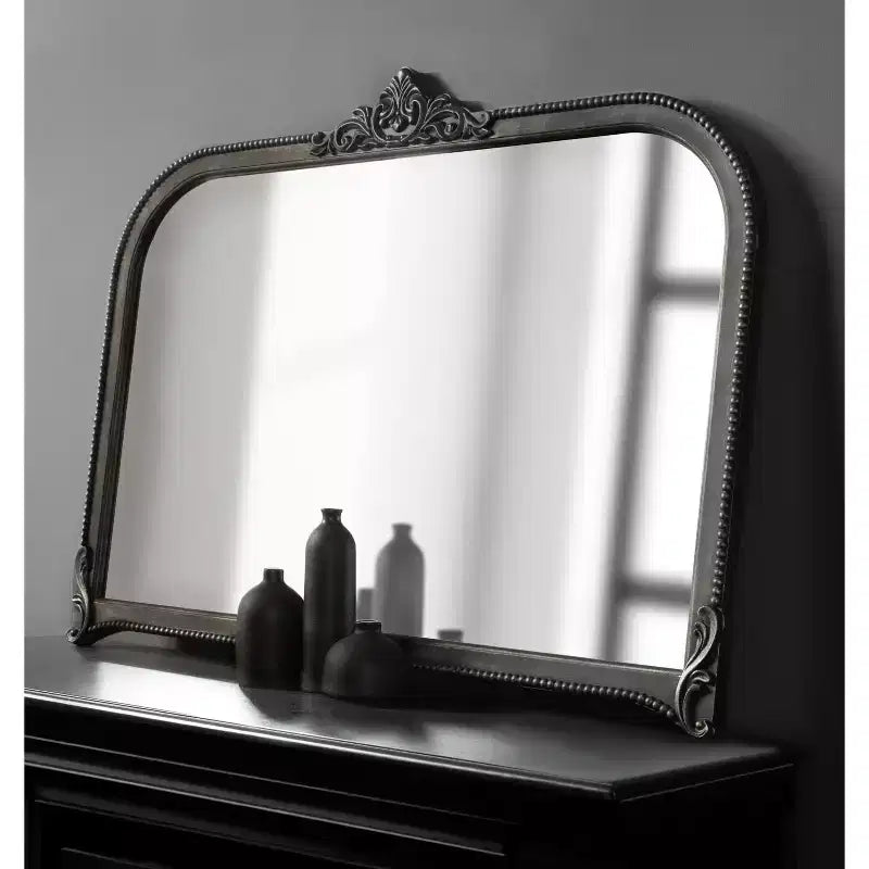 Specchio da Parete Nero a Arco Barocco, Singolo, 40"x30"