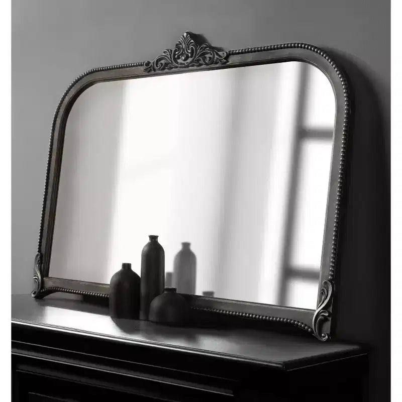 Specchio da Parete Nero a Arco Barocco, Singolo, 40"x30"