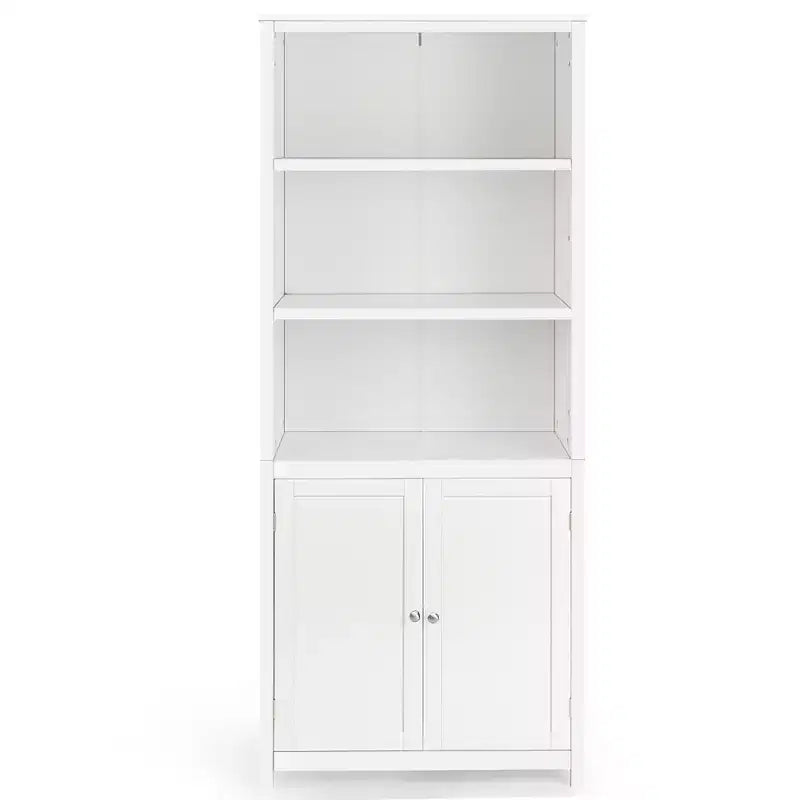 Libreria a 3 ripiani grigia/bianca con mobile inferiore, singola