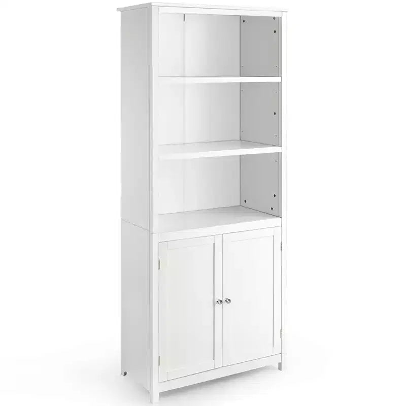 Libreria a 3 ripiani grigia/bianca con mobile inferiore, singola
