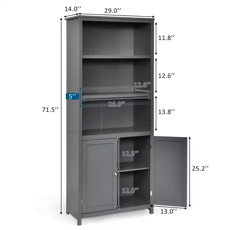 Libreria a 3 ripiani grigia/bianca con mobile inferiore, singola