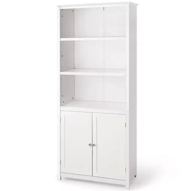 Libreria a 3 ripiani grigia/bianca con mobile inferiore, singola