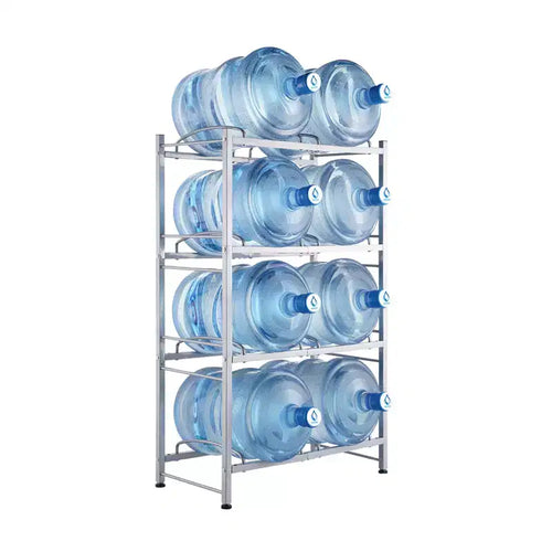VEVOR 4 Tiers Water Jug Holder, 5 Gallon Water Bottle Holder, Double Row Water Bottle Rack for 8 Bottles, Heavy Duty Water Jug Rack