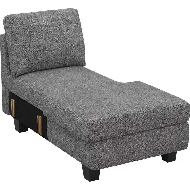 Modulo Chaise Longue Contenitore, Orientamento Destro, Nero / Grigio / Bianco, in ciniglia, 1 posto