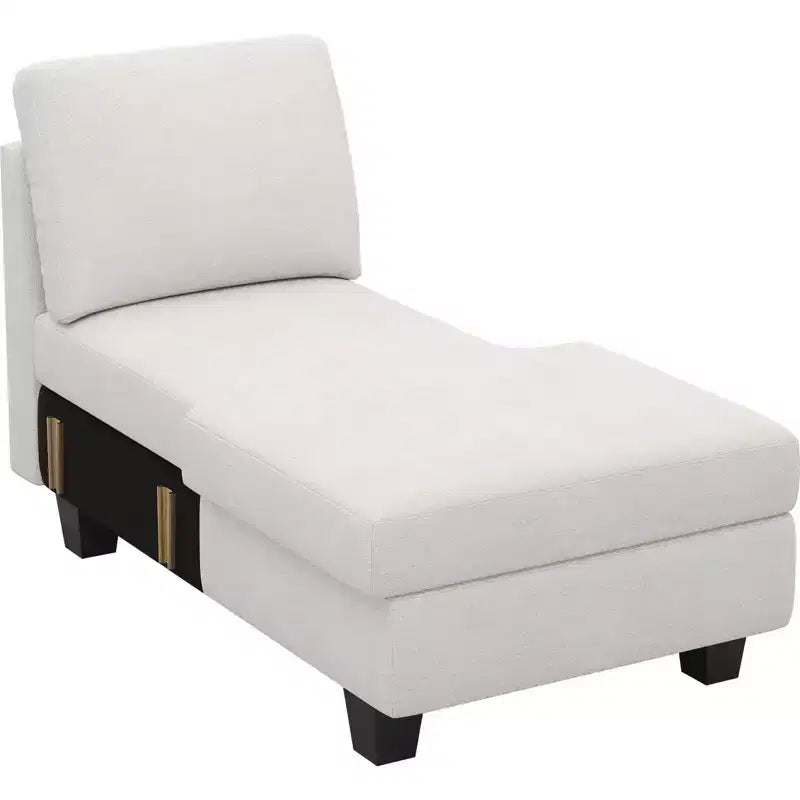 Modulo Chaise Longue Contenitore, Orientamento Destro, Nero / Grigio / Bianco, in ciniglia, 1 posto