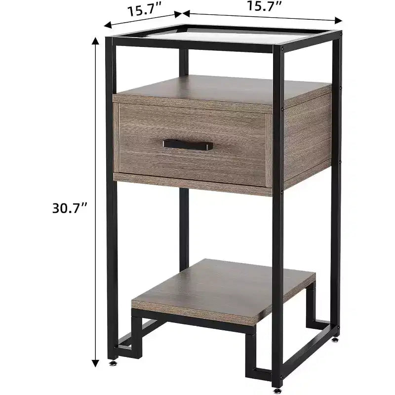 Comodino in Acciaio Bianco con Cassetto e 3 Ripiani, Singolo
