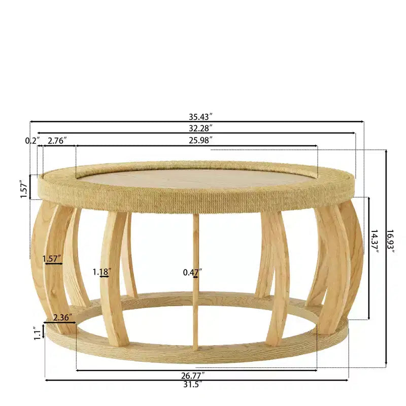 Tavolino rotondo nero/marrone e naturale con gambe curve e piano in rattan, 1 persona