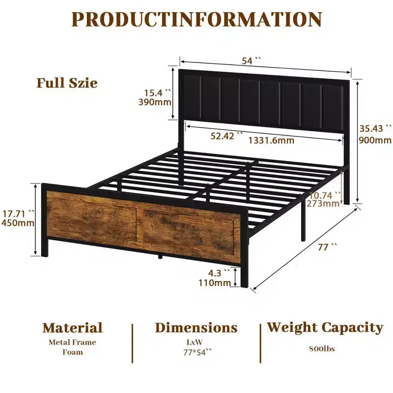 Base letto imbottita nera – Matrimoniale/Queen, 1-2 posti