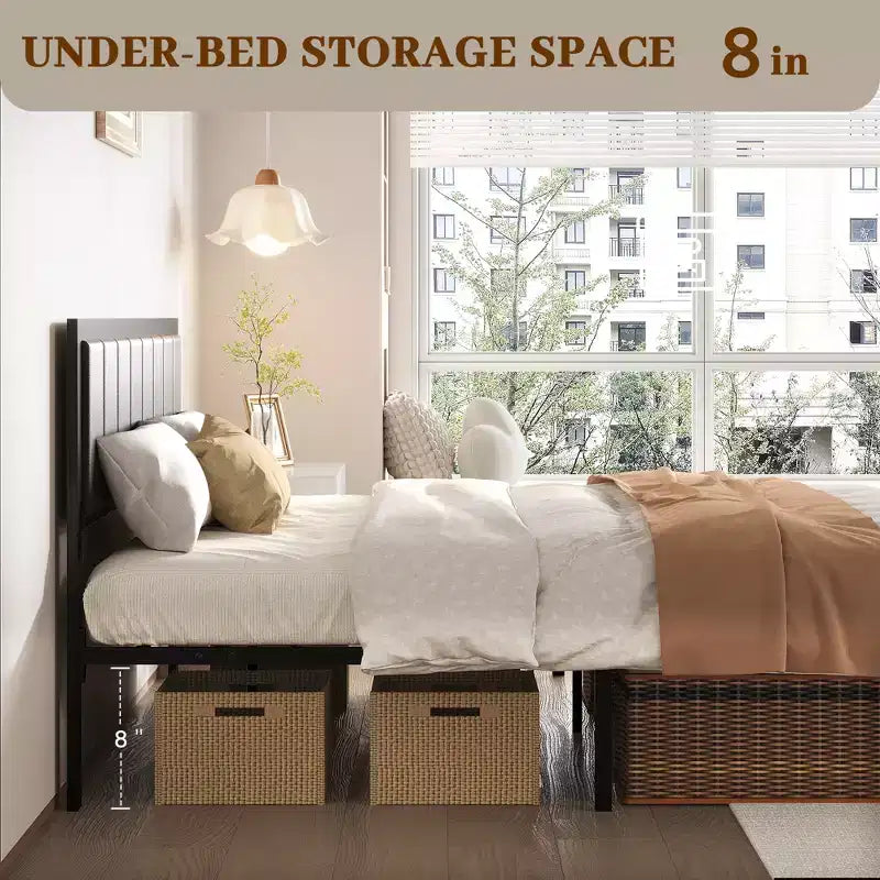 Base letto imbottita nera – Matrimoniale/Queen, 1-2 posti