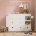 Modern Table Dresser, Baby Dressing Table With 3 Extra Deep Drawers And Storage Shelves And Hangers