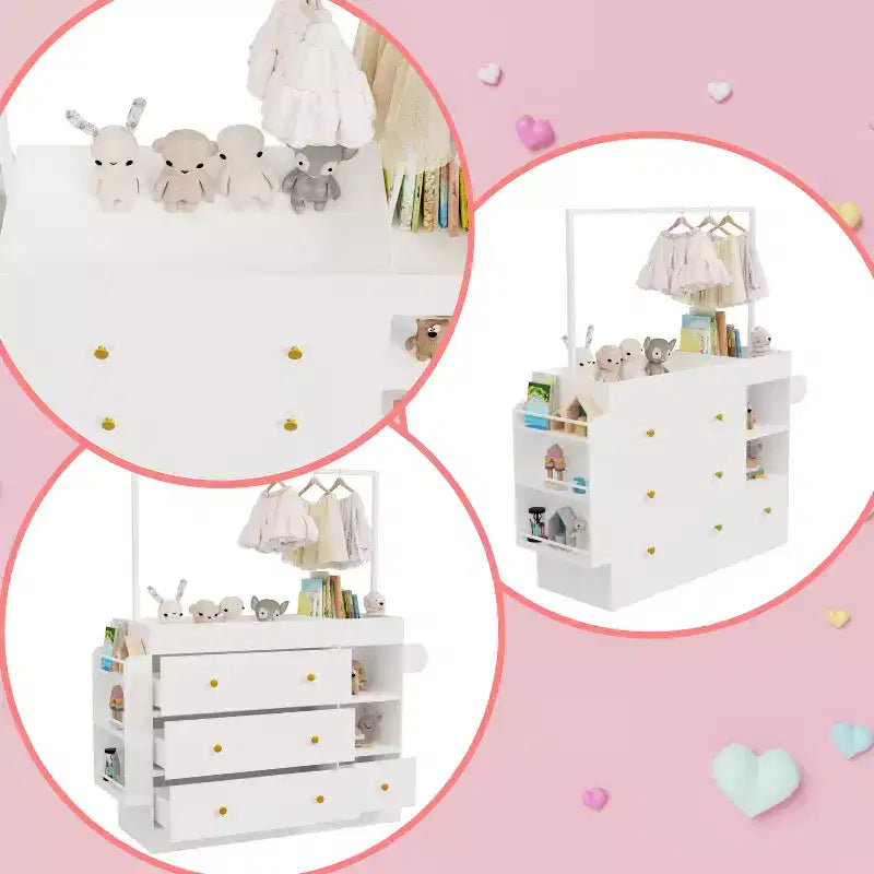 Fasciatoio a cassettiera bianco con 4 cassetti, per 1