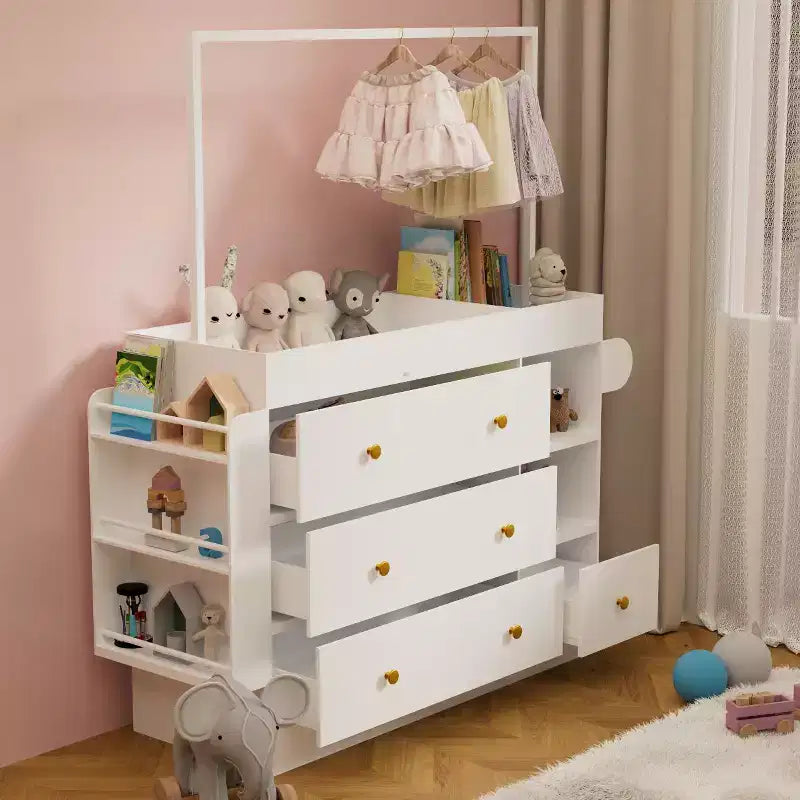 Fasciatoio a cassettiera bianco con 4 cassetti, per 1