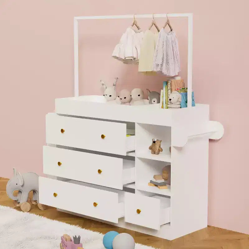 Fasciatoio a cassettiera bianco con 4 cassetti, per 1