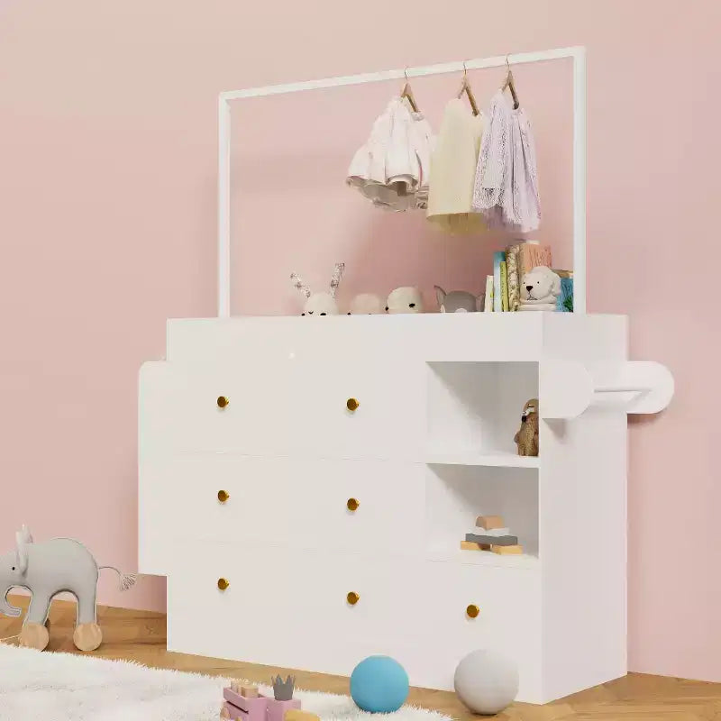 Fasciatoio a cassettiera bianco con 4 cassetti, per 1