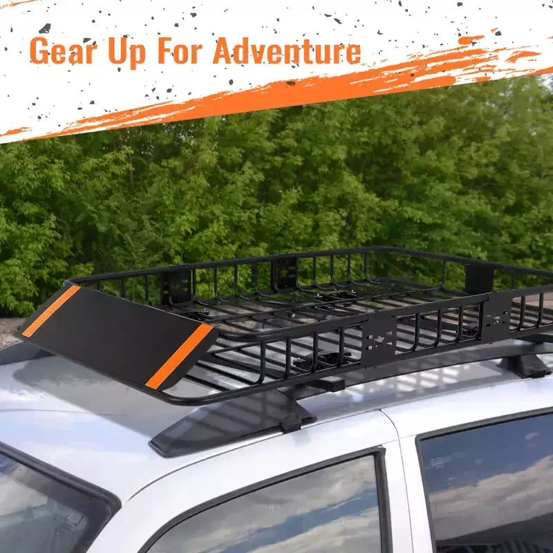 Portapacchi da tetto in acciaio, cestello portabagagli 162x99x15 cm, capacità 90 kg, portapacchi sicuro per SUV/camion/camper, nero per campeggio/viaggi