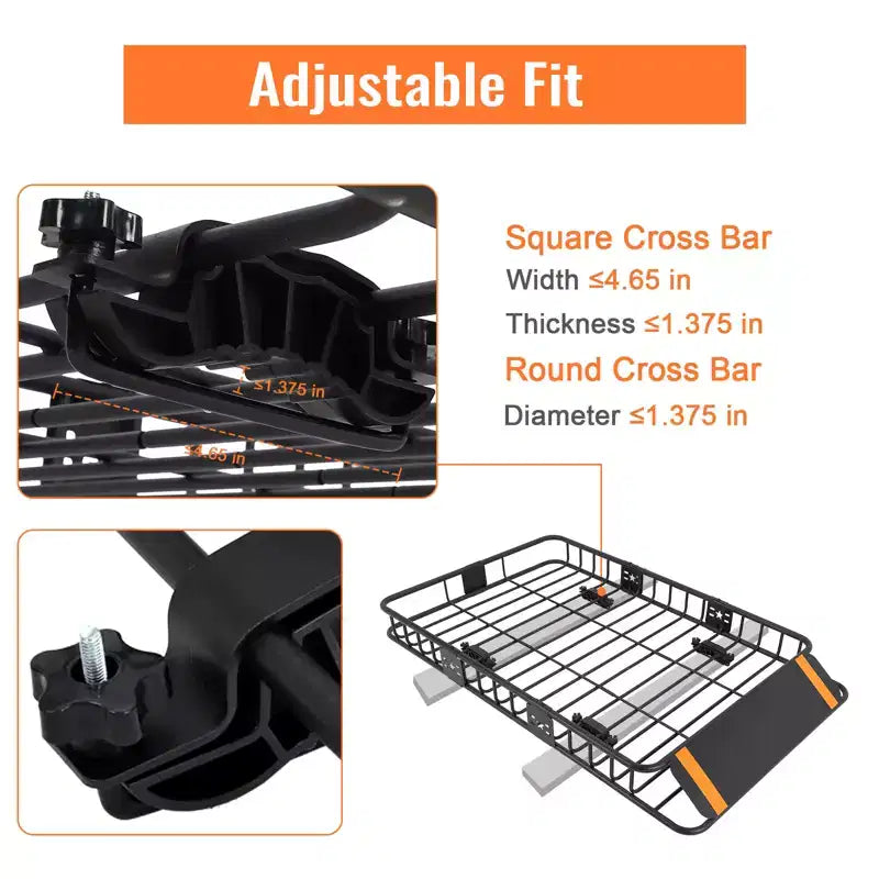 Portapacchi da tetto in acciaio, cestello portabagagli 162x99x15 cm, capacità 90 kg, portapacchi sicuro per SUV/camion/camper, nero per campeggio/viaggi