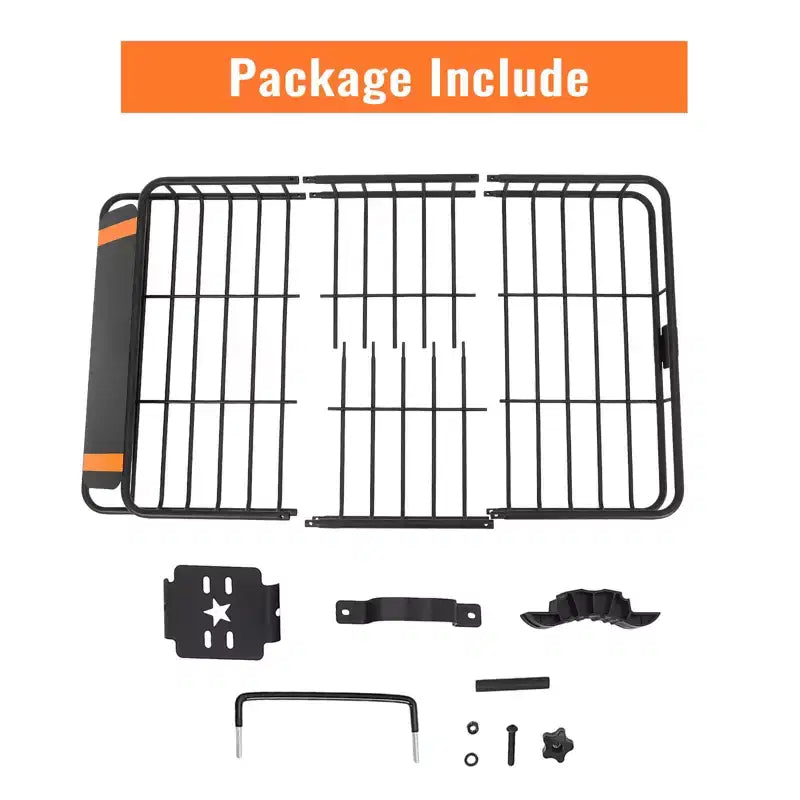 Portapacchi da tetto in acciaio, cestello portabagagli 162x99x15 cm, capacità 90 kg, portapacchi sicuro per SUV/camion/camper, nero per campeggio/viaggi