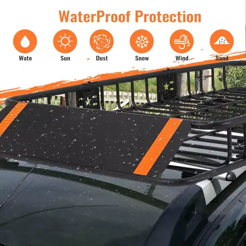 Portapacchi da tetto in acciaio, cestello portabagagli 162x99x15 cm, capacità 90 kg, portapacchi sicuro per SUV/camion/camper, nero per campeggio/viaggi