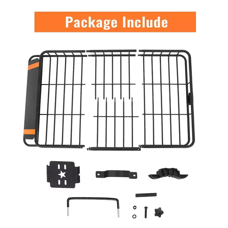 Portapacchi da tetto in acciaio, cestello portabagagli 162x99x15 cm, capacità 90 kg, portapacchi sicuro per SUV/camion/camper, nero per campeggio/viaggi