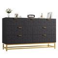Modern 7-Drawer Entryway Storage Cabinet - 53.5'' Wide Chest with Golden Metal Handles & Legs - Large Organizer for Bedroom, Living Room, Hallway