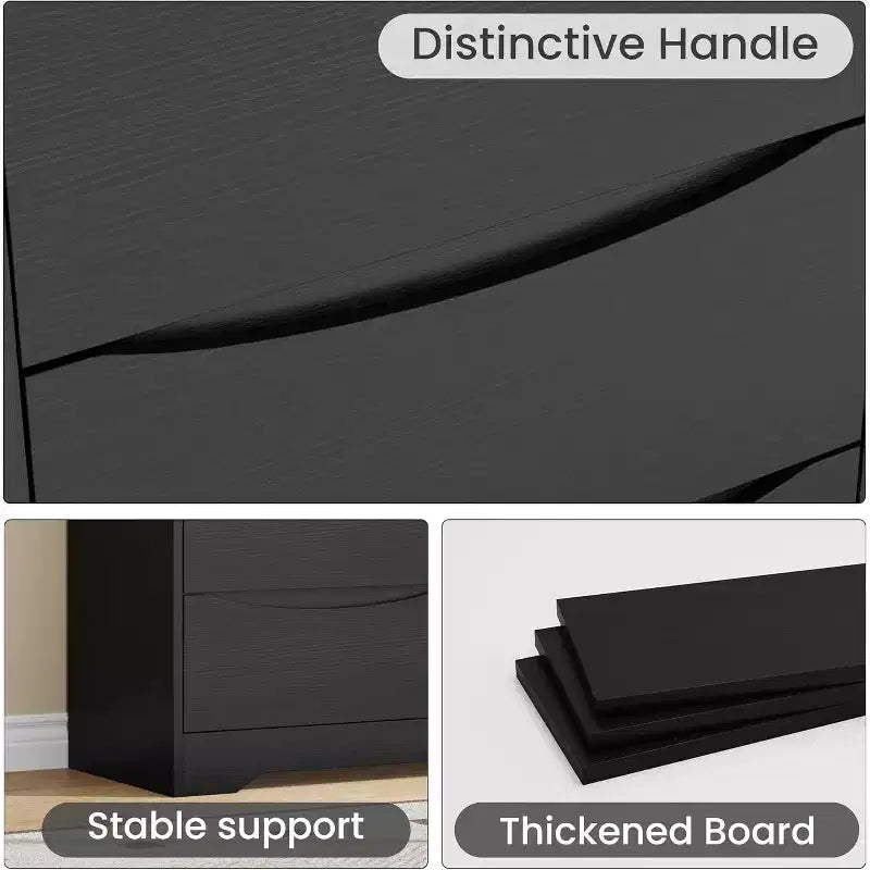 Comò in legno a 8 cassetti, beige / nero / marrone / bianco, per 1 persona, camera da letto e soggiorno