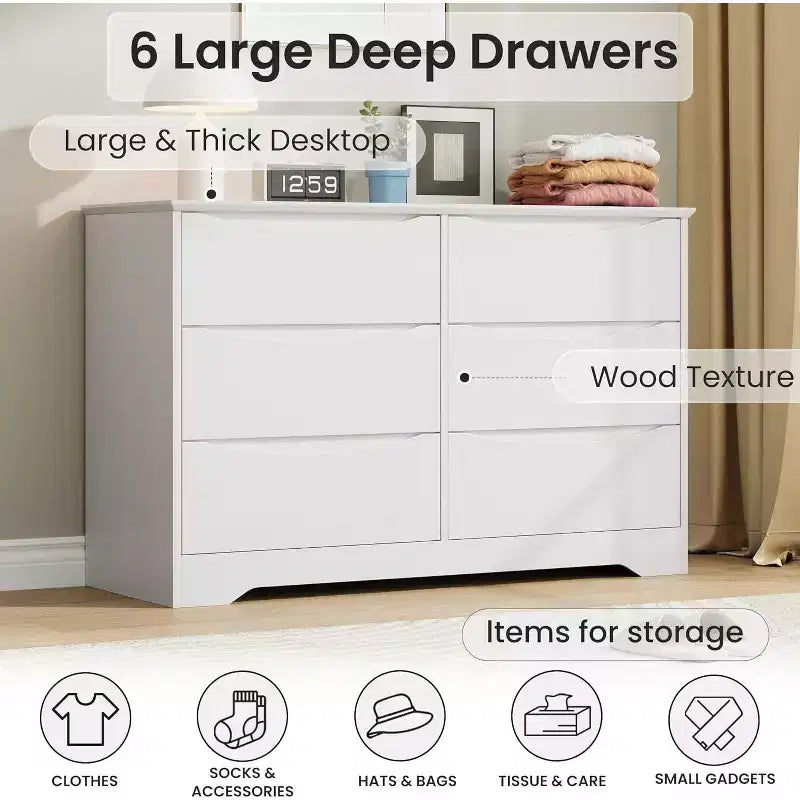 Comò in legno a 8 cassetti, beige / nero / marrone / bianco, per 1 persona, camera da letto e soggiorno