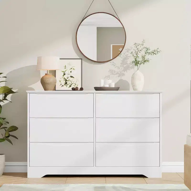 Comò in legno a 8 cassetti, beige / nero / marrone / bianco, per 1 persona, camera da letto e soggiorno