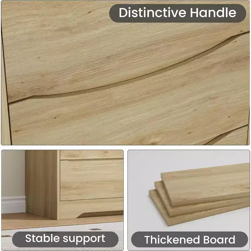 Comò in legno a 8 cassetti, beige / nero / marrone / bianco, per 1 persona, camera da letto e soggiorno