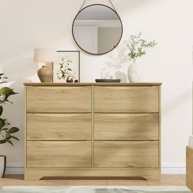 Comò in legno a 8 cassetti, beige / nero / marrone / bianco, per 1 persona, camera da letto e soggiorno