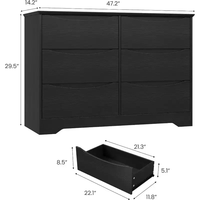 Comò in legno a 8 cassetti, beige / nero / marrone / bianco, per 1 persona, camera da letto e soggiorno