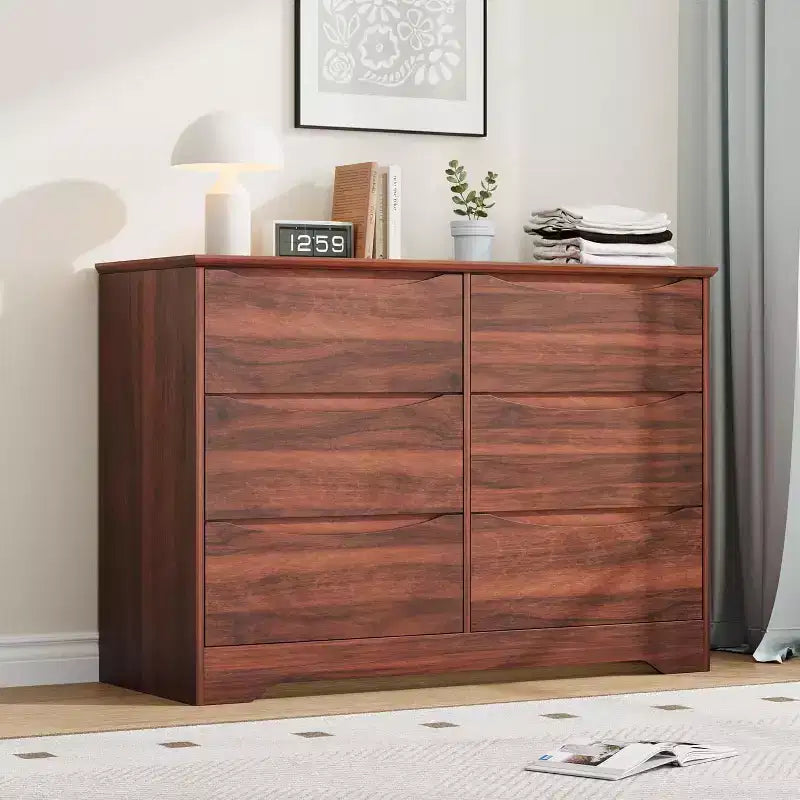 Comò in legno a 8 cassetti, beige / nero / marrone / bianco, per 1 persona, camera da letto e soggiorno