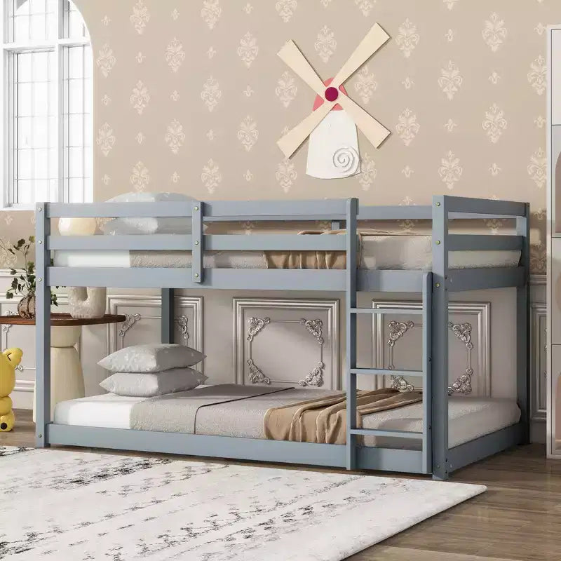 Letto a soppalco matrimoniale nero con contenitore sotto il letto, montaggio per 2 persone