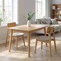 GDFStudio Elias Scandinavian Modern Wood Upholstered Dining Chair with Curved Backrest