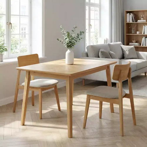 GDFStudio Elias Scandinavian Modern Wood Upholstered Dining Chair with Curved Backrest