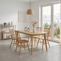 GDFStudio Harrison Scandinavian Farmhouse 5-Piece Wood Dining Set with 4 Windsor Curved Back Chairs