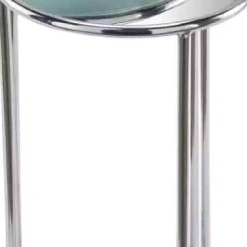 Tavolino a C rotondo a specchio, argento, 1 posto