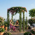 Heavy Duty Black Metal Garden Arbor Pergola Birdcage-Shaped Outdoor Trellis  Ideal for Climbing Plants, Vines & Roses  Decorative Fence Archway