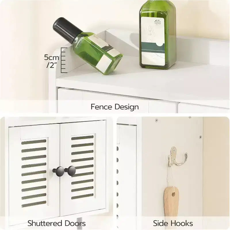 Mobiletto da Bagno a Muro Marrone Rustico+Nero / Bianco+Nero, Doppia Anta, per 1 Persona