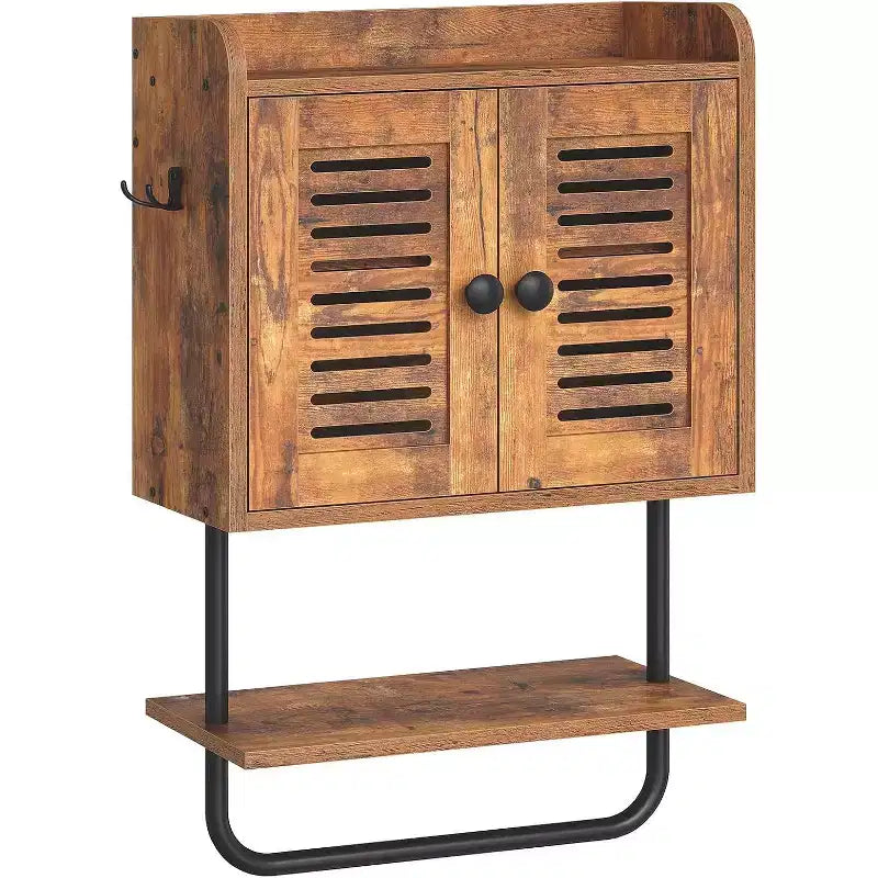 Dcolora Bathroom Cabinet: Double Doors, Adjustable Shelf & Towel Bar