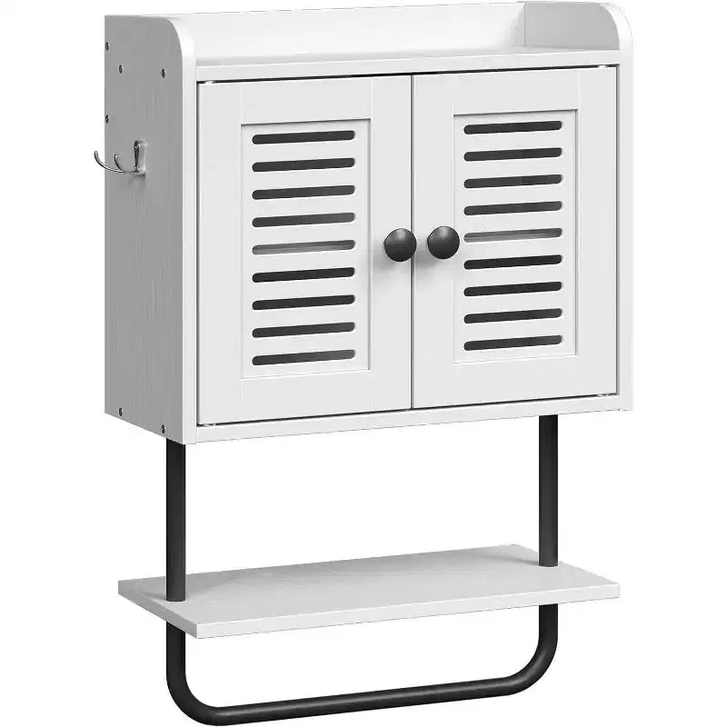 Mobiletto da Bagno a Muro Marrone Rustico+Nero / Bianco+Nero, Doppia Anta, per 1 Persona