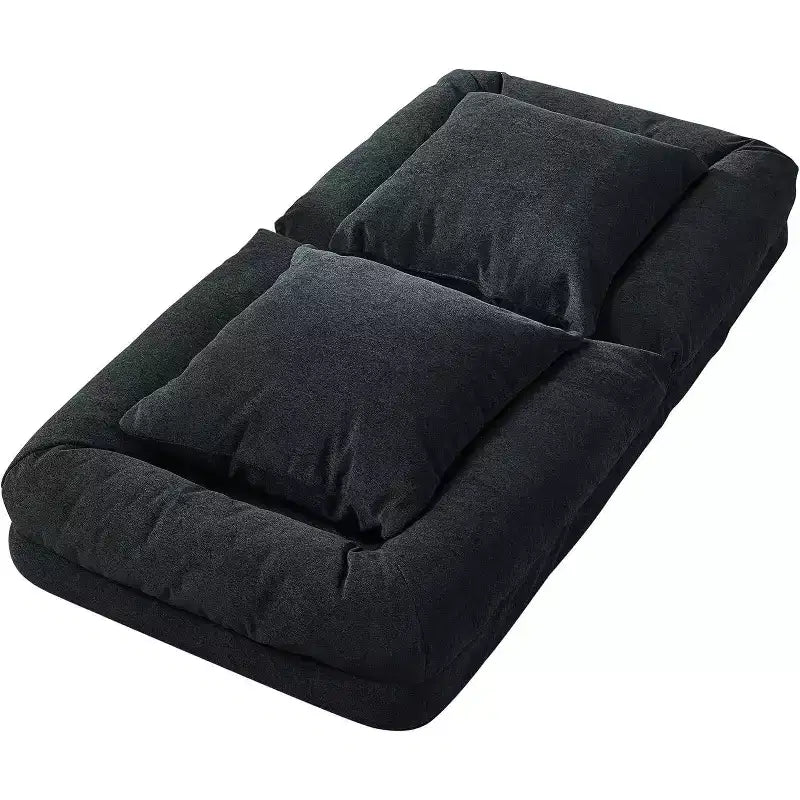 Divano Letto Convertibile in ciniglia con Schienale a 5 Posizioni, per 1-2 Persone e Animali Domestici – Beige / Nero / Marrone