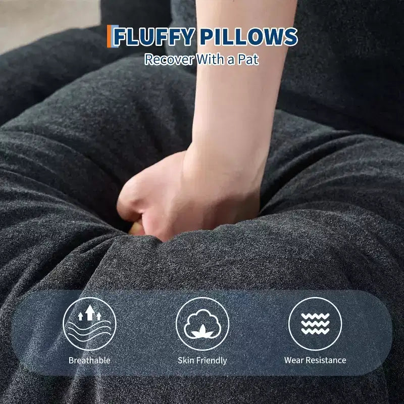 Divano Letto Convertibile in ciniglia con Schienale a 5 Posizioni, per 1-2 Persone e Animali Domestici – Beige / Nero / Marrone