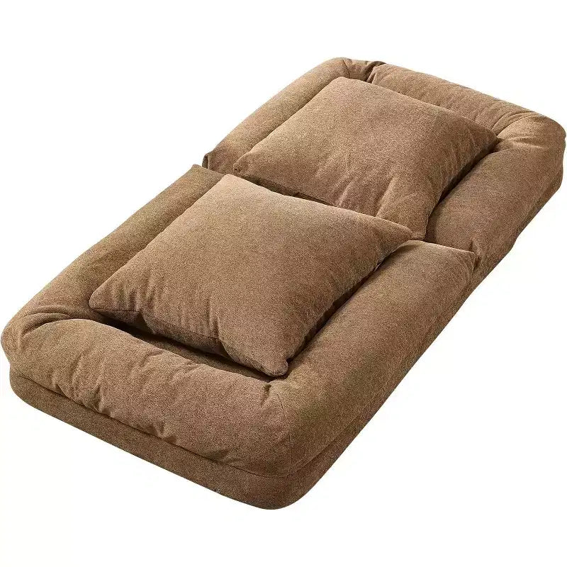 Divano Letto Convertibile in ciniglia con Schienale a 5 Posizioni, per 1-2 Persone e Animali Domestici – Beige / Nero / Marrone