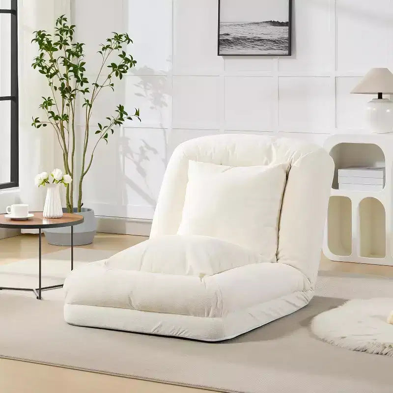 Divano Letto Convertibile in ciniglia con Schienale a 5 Posizioni, per 1-2 Persone e Animali Domestici – Beige / Nero / Marrone