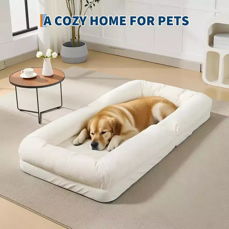 Divano Letto Convertibile in ciniglia con Schienale a 5 Posizioni, per 1-2 Persone e Animali Domestici – Beige / Nero / Marrone