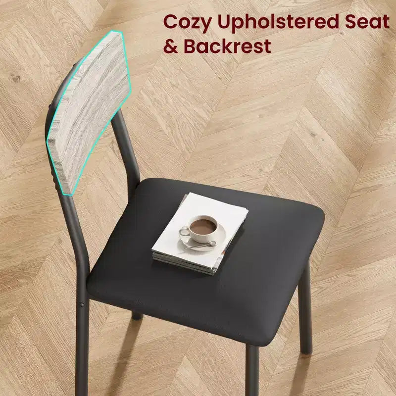 Set Tavolo da Pranzo Retrò Imbottito Marrone/Grigio, 4 Posti