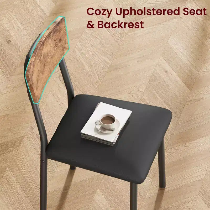 Set Tavolo da Pranzo Retrò Imbottito Marrone/Grigio, 4 Posti