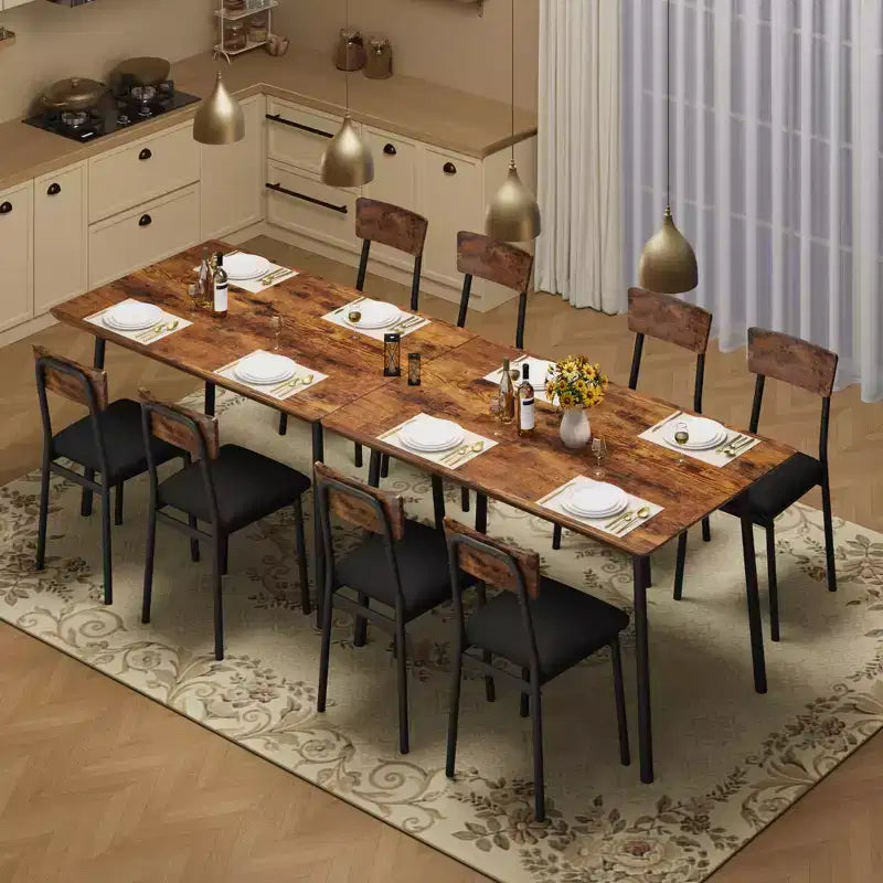 Set Tavolo da Pranzo Retrò Imbottito Marrone/Grigio, 4 Posti