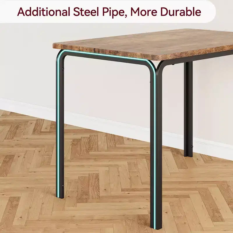 Set da pranzo quadrato in metallo nero e legno per 2 persone, 3 pezzi
