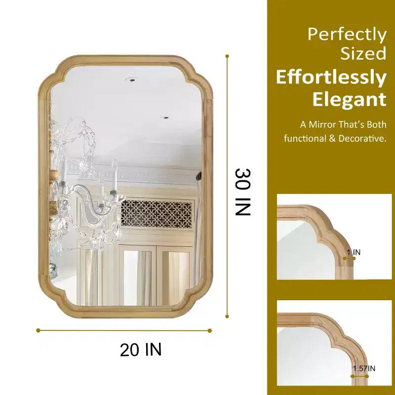 Specchio da parete angolare arrotondato marrone/naturale/noce, 20"x30", singolo